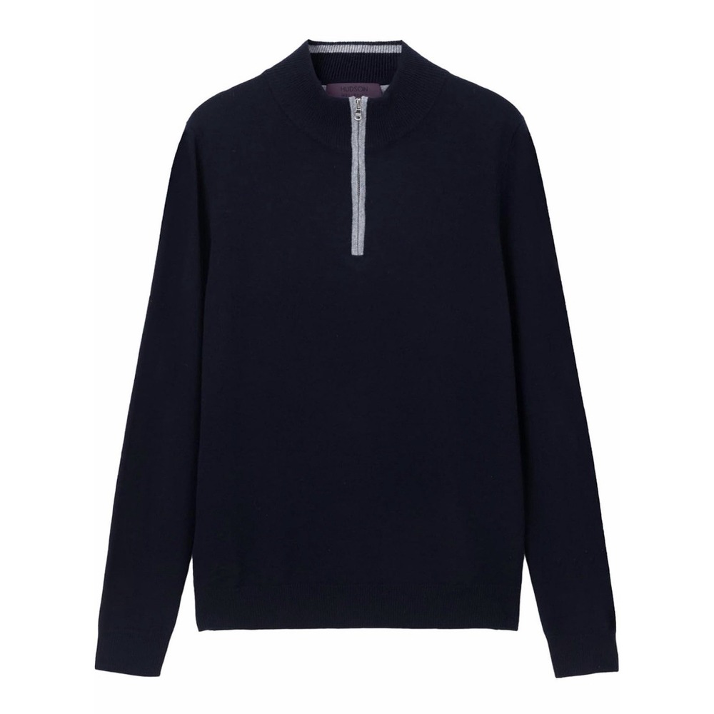 Hudson Wellesley Mens Merino Wool Mock Neck PullOver Contrast Sweater Size Large